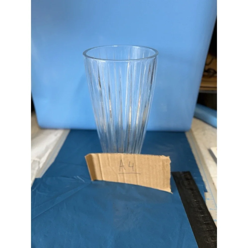 Mikasa Clear Ribbed Glass Vase Tall Fluted Flower Vase 12